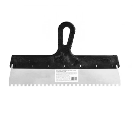 Шпатель  из нержавеющей стали 350 мм зуб 6 х 6 мм пластмассовая ручка 85141 купить в Кургане