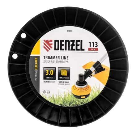 Леска для триммера зубчатый квадрат, 3,0мм х 113м, на DIN катушке FLEX CORD// Denzel 96806 купить в Кургане