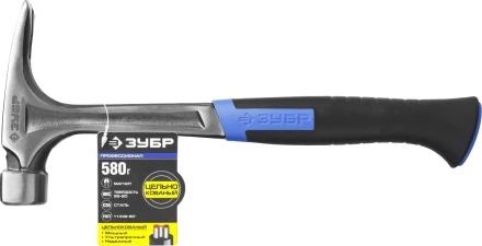 Молоток-гвоздодер ЗУБР "ПРОФЕССИОНАЛ" цельнокованый с магнитом и двухкомпонентной рукояткой, 580г 20258-580 купить в Кургане
