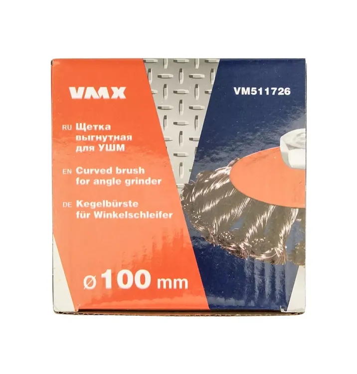 Щетка для УШМ М14/100 мм выгнутая сталь витая VMX 511726 купить в Кургане