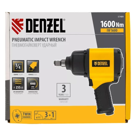 Ударный пневмогайковерт Denzel IW1600 57489, 3/4&quot;, 4000 об/мин, 1600 Нм купить в Кургане