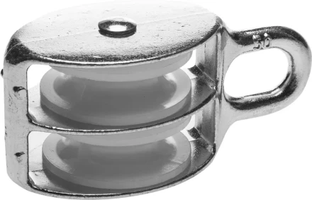 Блок ЗУБР двойной, оцинкованный, нейлоновый шкив, 12x50мм, 2 шт 4-304595-50 купить в Кургане