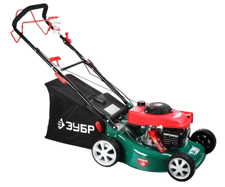 Газонокосилка ЗУБР бензиновая, самоход, 10 ступ. (25-75мм), 60л травосборник, 135см3, 460мм, 3.3кВт ЗГКБ-460СТ купить в Кургане