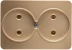 Розетка СВЕТОЗАР &quot;ГАММА&quot; без заземления, двойная, без вставки и рамки, цвет золотой металлик, 16А/~250В SV-54102-GM купить в Кургане