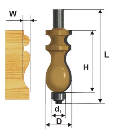 Фреза кромочная фигурная Ф222Х413 мм хвостовик 12 мм 46408 купить в Кургане