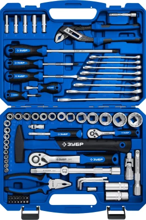 ЗУБР Универсал-76, 76 предм., (1/2+ 1/4), универсальный набор инструмента, Профессионал (27670-H76) купить в Кургане