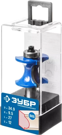 ЗУБР 34.9 x 29 мм, радиус 9.5 мм, фреза полустержневая с подшипником, Профессионал (28722-34.9) купить в Кургане