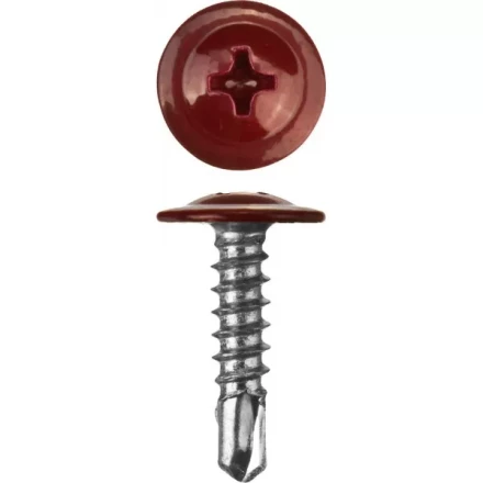 Саморезы ЗУБР с прессшайбой и сверлом по листовому металлу до 2мм, окрашенные в RAL-3005, PH2, 4,2х16мм, 500шт 300211-42-016-3005 купить в Кургане