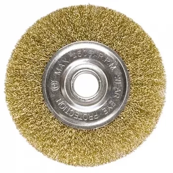 Щетка для УШМ, 175 мм, посадка 22,2 мм, плоская, латунированная витая проволока MATRIX 74666 купить в Кургане