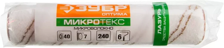 Малярный ролик ЗУБР ОПТИМА-МИКРОТЕКС 40 х 180 мм бюгель 6 мм ворс 7 мм 02545-18 купить в Кургане