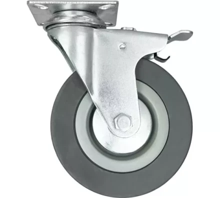 Аппаратное поворотное колесо с тормозом HITCH 75*20 резина серая SCgb93 (SZ084837) купить в Кургане