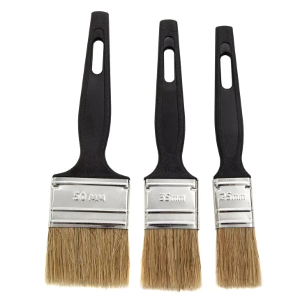 Набор кистей флейцевых 3 шт. (25 мм, 35 мм, 50 мм), натуральная щетина, пластиковая ручка Сибртех 82507 купить в Кургане
