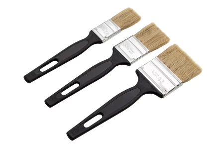 Набор кистей флейцевых 3 шт. (25 мм, 35 мм, 50 мм), натуральная щетина, пластиковая ручка Сибртех 82507 купить в Кургане