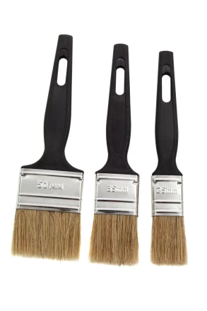 Набор кистей флейцевых 3 шт. (25 мм, 35 мм, 50 мм), натуральная щетина, пластиковая ручка Сибртех 82507 купить в Кургане