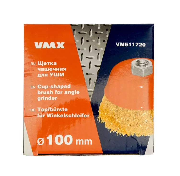 Щетка для УШМ М14/100 мм чашечная сталь прямая VMX 511720 купить в Кургане
