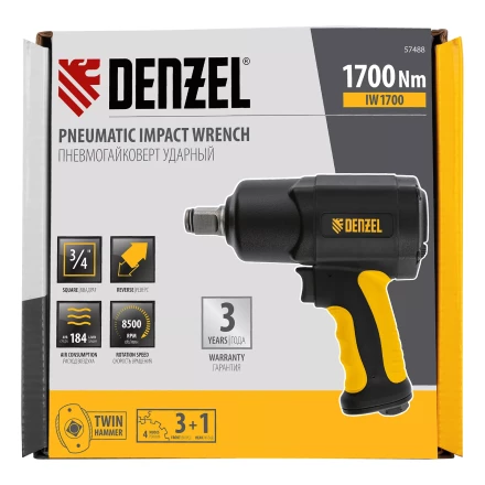 Ударный пневмогайковерт Denzel IW1700, 3/4&quot;, 8500 об/мин, 1700 Нм 57488 купить в Кургане