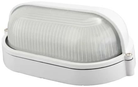 Светильник уличный СВЕТОЗАР влагозащищенный с верхним защитным кожухом, овал, цвет белый, 60Вт SV-57211-W купить в Кургане