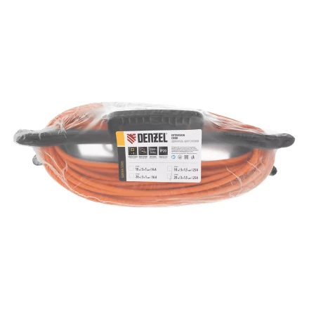 Удлинитель-шнур силовой Denzel Garden Series, ПВС, 20м, 1 розетка 3 x 1,5 мм, 3 м 37408 купить в Кургане