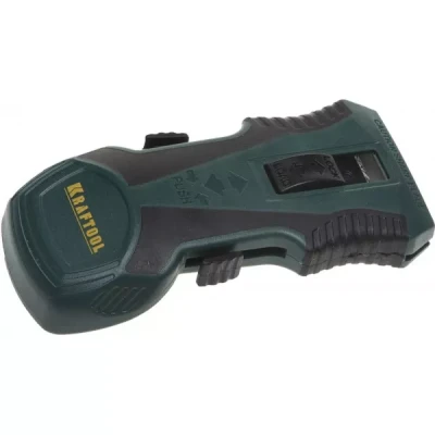 Скребок "Safety" 2 в 1, KRAFTOOL 08543, двухкомпонентный корпус, тип лезвия H01, пластиковое лезвие в комплекте 8543
