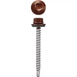 Саморезы СКД кровельные, RAL 3005 темно-красный, 51 х 4.8 мм, 250 шт, для деревянной обрешетки, STAYER 30305-48-051-3005