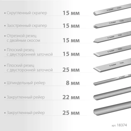 ЗУБР УМЕЛЕЦ-8, 8 шт, Р6М5, набор ручных резцов по дереву, Профессионал (18374) купить в Кургане