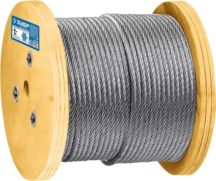 ЗУБР DIN 3060, свивка 6 х 19 + IWR, 8 мм, L 80 м, грузоподъемный стальной трос, Профессионал (30415-08) купить в Кургане