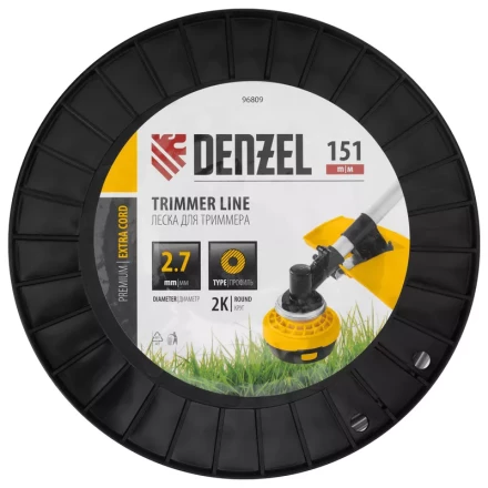 Леска для триммера двухкомпонентная круглая, 2,7мм х 151м, на DIN катушке EXTRA CORD// Denzel 96809 купить в Кургане
