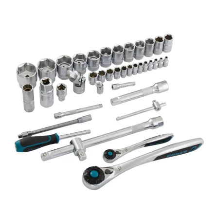 Набор инструментов 82 предметов , 120 зубьев, CrV, 1/4&quot;, 1/2&quot; Gross 14149 купить в Кургане