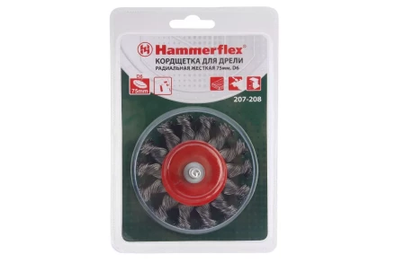 Кордщетка HAMMER плоская 75мм для дрели витая сталь (207-208) купить в Кургане