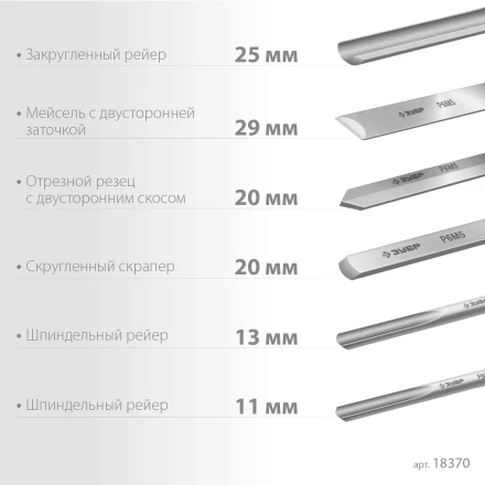 ЗУБР Эксперт-6, 6 предм., набор ручных резцов по дереву, Профессионал (18370) купить в Кургане