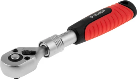 Трещотка для торцовых головок ЗУБР &quot;ЭКСПЕРТ&quot; (1/4&quot;), телескопическая, Cr-V, 72 зубца, хроматированное покрытие, быстрый сброс 27732-1/4 купить в Кургане