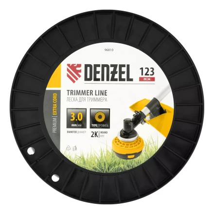 Леска для триммера двухкомпонентная круглая, 3,0мм х 123м, на DIN катушке EXTRA CORD// Denzel 96810 купить в Кургане