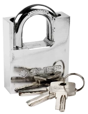 Замок ЗУБР &quot;ЭКСПЕРТ&quot; навесной, стальной корпус, закаленная дужка, с дополнительной защитой, 60мм 37223-60 купить в Кургане