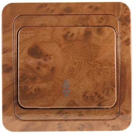 Выключатель СВЕТОЗАР "ГАММА" проходной, одноклавишный, цвет орех, 10A/~250B SV-54137-N купить в Кургане