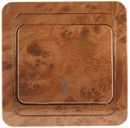 Выключатель СВЕТОЗАР "ГАММА" проходной, одноклавишный, цвет орех, 10A/~250B SV-54137-N купить в Кургане