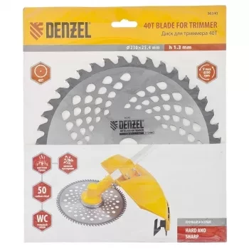 Диск для триммера 230 х 25,4 толщина 1,3 мм 40 зубьев DENZEL 96340 купить в Кургане