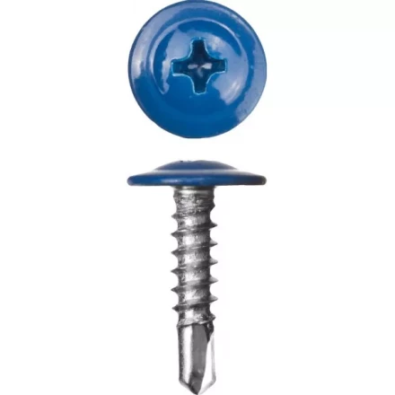 Саморезы ЗУБР с прессшайбой и сверлом по листовому металлу до 2мм, окрашенные в RAL-5005, PH2, 4,2х16мм, 500шт 300211-42-016-5005 купить в Кургане