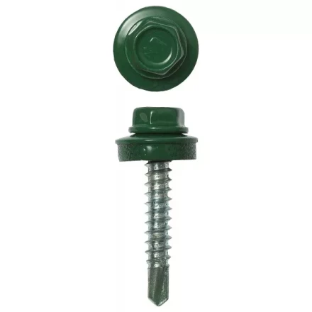 Саморезы ЗУБР &quot;ПРОФЕССИОНАЛ&quot; окраш., RAL 6002 зелен. лист, для крепл. кров. матер. к дерев. обреш., 4.8x29мм, 400шт 4-300315-48-029-6002 купить в Кургане