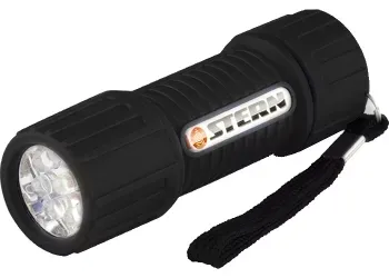 Фонарик светодиодный, чёрный корпус с мягким покрытие, 9Led, 3хААА, Stern 90510 купить в Кургане