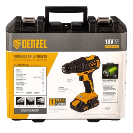 Дрель-шуруповерт аккумуляторная BLDL-IB-18-02 Denzel 26121 купить в Кургане