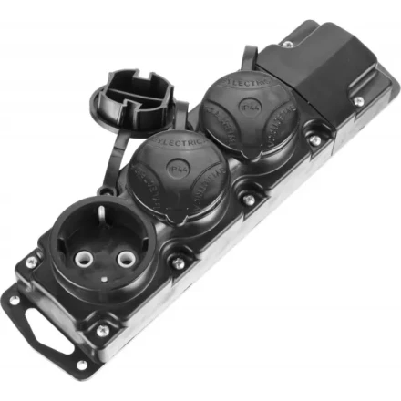 Колодка СИБИН для удлинителя, 3 гнезда, заземление, защитные крышки, IP44, макс мощность 3500Вт 55114-3 купить в Кургане