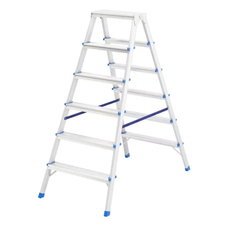 Стремянка двусторонняя 6 ступеней алюминиевая Сибртех 97926 купить в Кургане