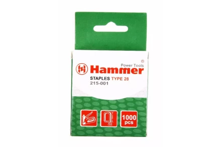 Скобы для степлера HAMMER 215-001 12мм, тип 28, 1000 шт. купить в Кургане