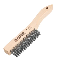 Щетка зачистная 4-х рядная, прямая проволока из нержавеющей стали с деревянной ручкой, EFP// Denzel 74844