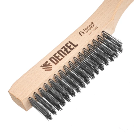 Щетка зачистная 4-х рядная, прямая проволока из нержавеющей стали с деревянной ручкой, EFP// Denzel 74844 купить в Кургане