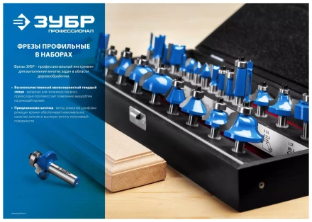 ЗУБР 6 шт, набор профильных фрез по дереву, Профессионал (28795-H6) купить в Кургане