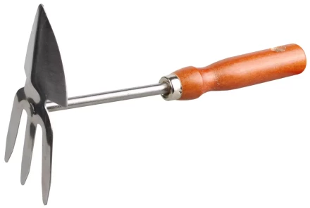 Мотыжка садовая GRINDA, сердцевидное лезвие - 3 зубца, из нержавеющей стали, деревянная ручка, 250мм 8-421139 купить в Кургане
