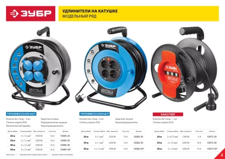 Удлинители на катушке силовые провод ПВС 3х1(15) кв мм серия ПРОФЕССИОНАЛ купить в Кургане