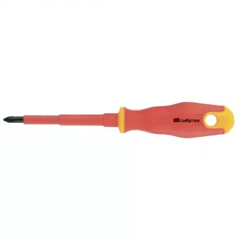 Отвертка диэлектрическая PH1*80mm, CrV, до 1000В, двухкомпонентная рукоятка Сибртех 12930 купить в Кургане