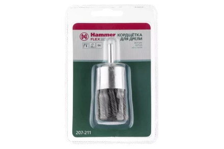 Кордщетка HAMMER кисть 28мм для дрели витая сталь (207-211) купить в Кургане